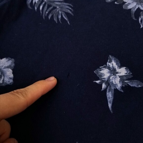Zara Man Floral Print Hawaiian Vacation Crew Short Sleeve Tee TShirt Navy Medium - Picture 5 of 6